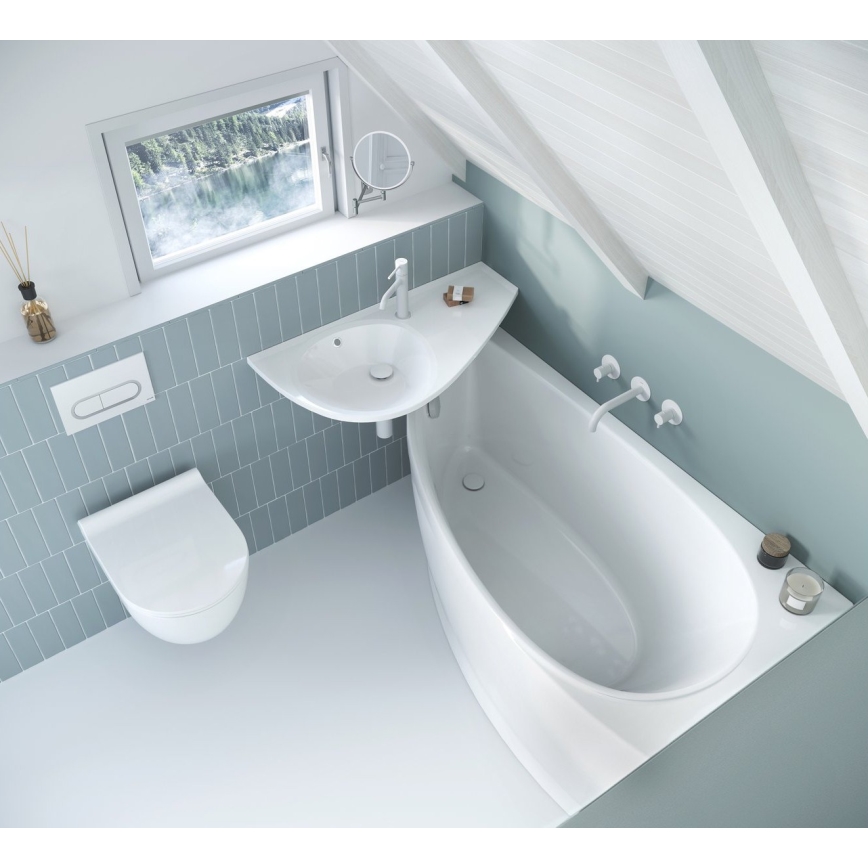 Ravak XJ1P1100000 - Vägghängt tvättställ AVOCADO 85x45 cm gjuten marmor/vit