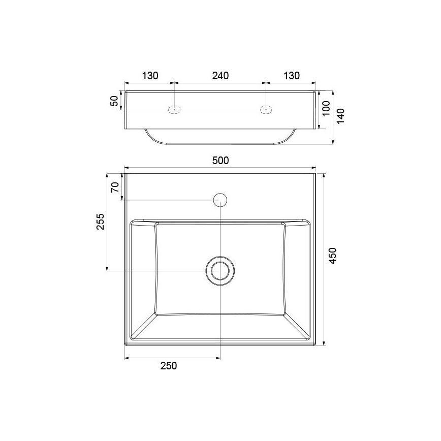Ravak XJO01250000 - Vägghängt tvättställ NATURAL 50x45 cm gjuten marmor/vit