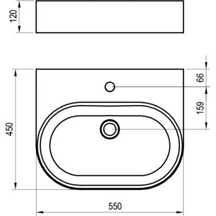Ravak XJX01155004 - Tvättställ för bänkskiva CERAMIC SLIM 55x45 cm keramik/vit