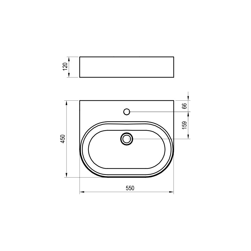 Ravak XJX01155004 - Tvättställ för bänkskiva CERAMIC SLIM 55x45 cm keramik/vit