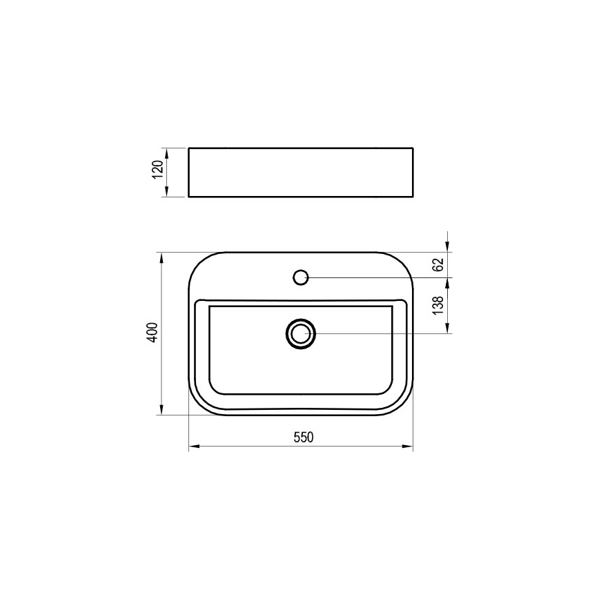Ravak XJX01155005 - Tvättställ för bänkskiva CERAMIC SLIM 55x40 cm keramik/vit