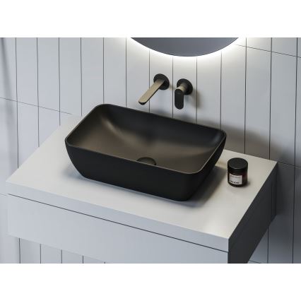 Ravak XJX0D150000 - Tvättställ för bänkskiva CERAMIC SLIM 50x31 cm keramik/svart