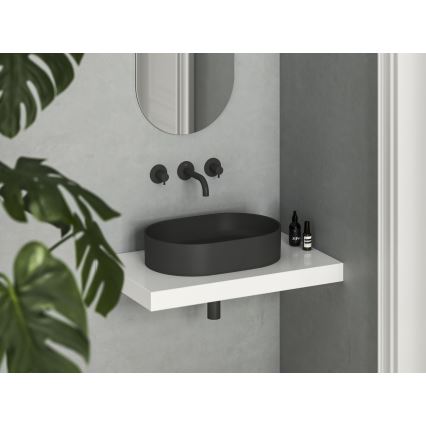 Ravak XJX0D155000 - Tvättställ för bänkskiva CERAMIC SLIM 55x37 cm keramik/svart