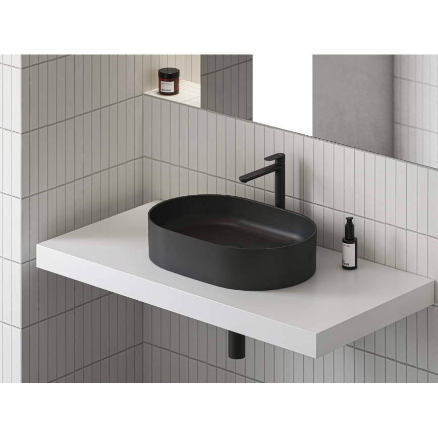 Ravak XJX0D155000 - Tvättställ för bänkskiva CERAMIC SLIM 55x37 cm keramik/svart