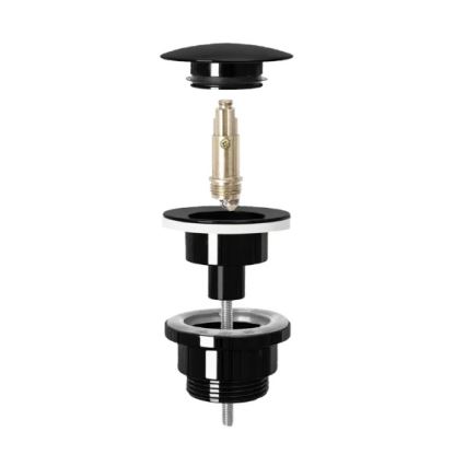 REA-A4100 - Bottenventil CLICK-CLACK för handfat, Ø 6,4 cm, blank svart