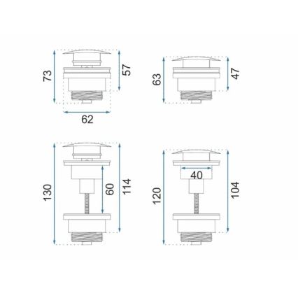 REA-A4100 - Bottenventil CLICK-CLACK för handfat, Ø 6,4 cm, blank svart