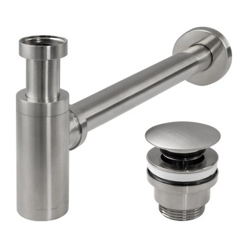 REA-A4400 - Sifon till handfat med CLICK-CLACK-bottenventil Ø 6,4 cm nickel