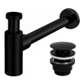 REA-A5215 - Tvättställssifon med CLICK-CLACK bottenventil, Ø 6,4 cm, matt svart