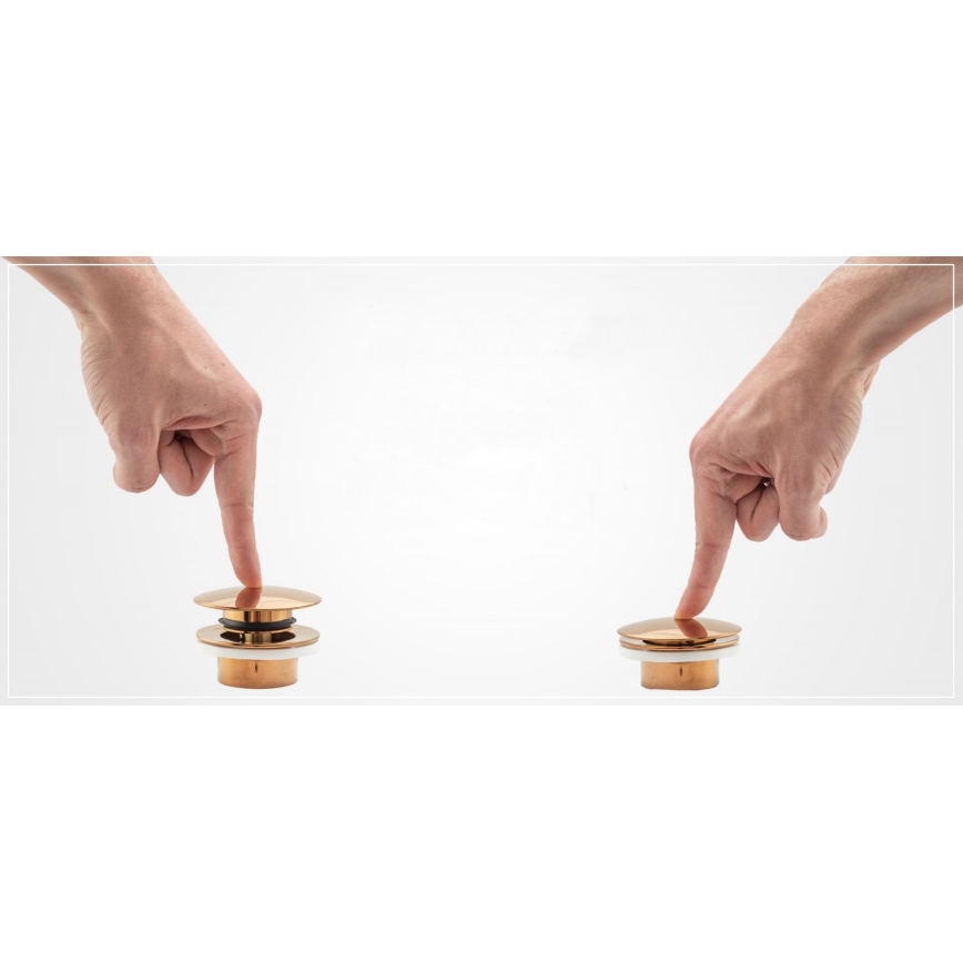 REA-A5692 - Vattenlås för handfat med CLICK-CLACK-bottenventil, Ø 6,4 cm, guldig