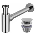 REA-A5693 - Tvättställssifon med CLICK-CLACK-bottenventil Ø 6,4 cm, blank krom