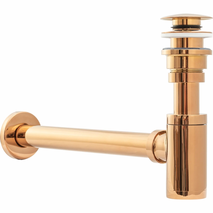 REA-A8541 - Tvättställssifon med Click-Clack-bottenventil, Ø 6,4 cm, roséguld