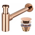 REA-A8541 - Tvättställssifon med Click-Clack-bottenventil, Ø 6,4 cm, roséguld