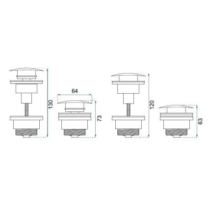 REA-A8585 - Bottenventil CLICK-CLACK Ø 6,4 cm borstad guld