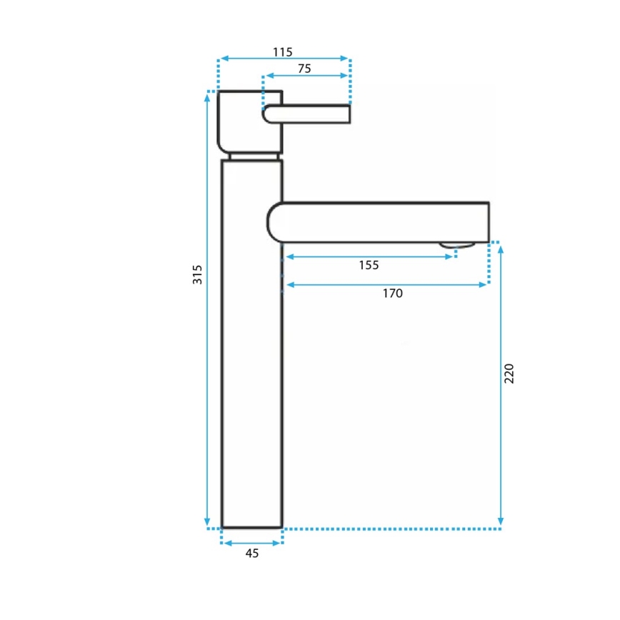 REA-B0229 - Tvättställsblandare TESS 31,5 cm svart
