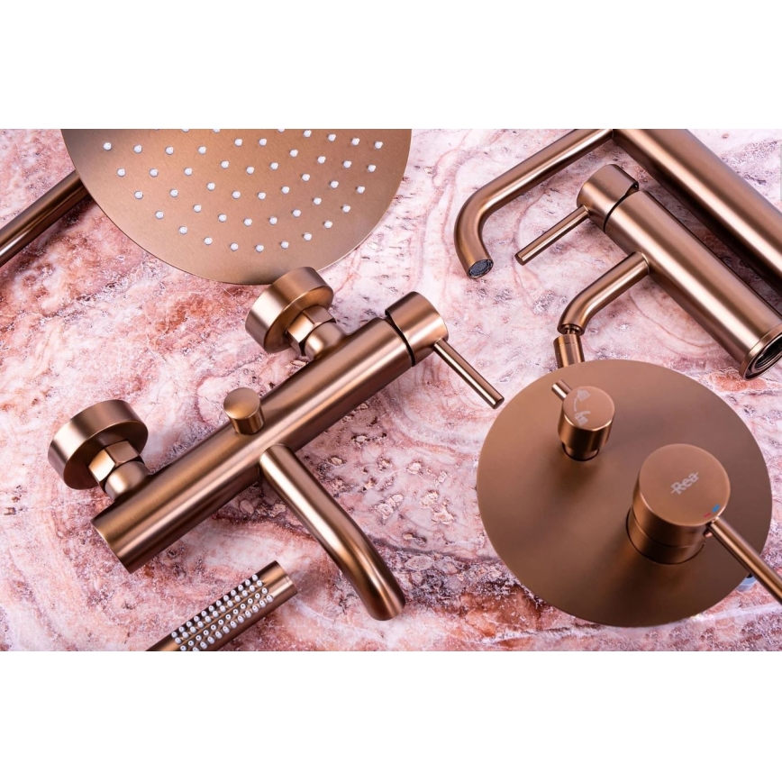 REA-B1112 - Tvättställsblandare LUNGO 16,5 cm borstad koppar
