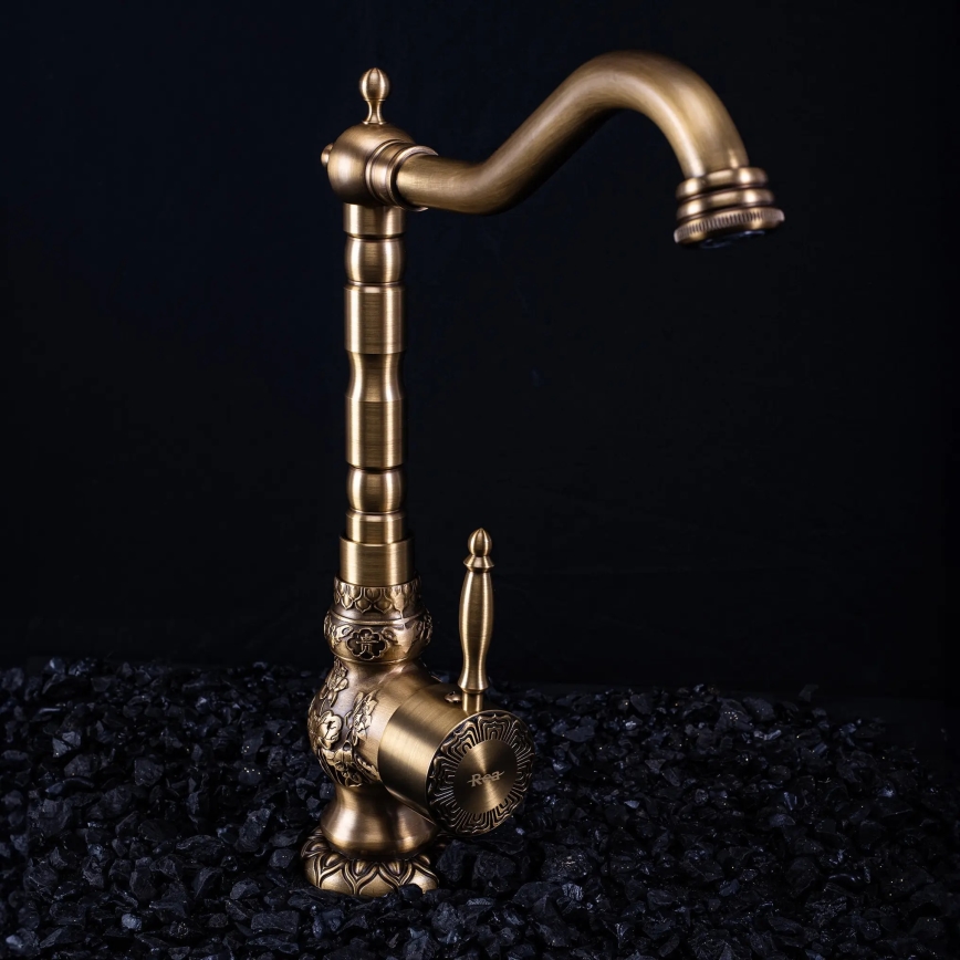 REA-B2500 - Tvättställsblandare VENICE RETRO 32 cm borstad guld