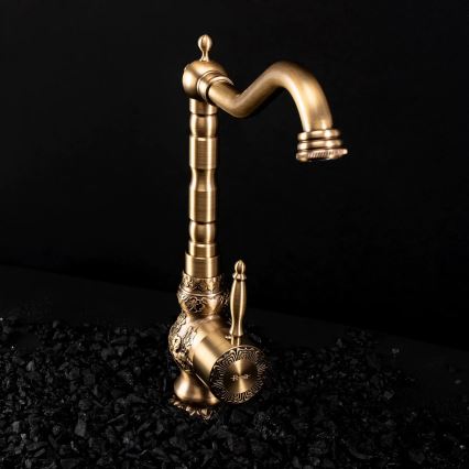 REA-B2500 - Tvättställsblandare VENICE RETRO 32 cm borstad guld