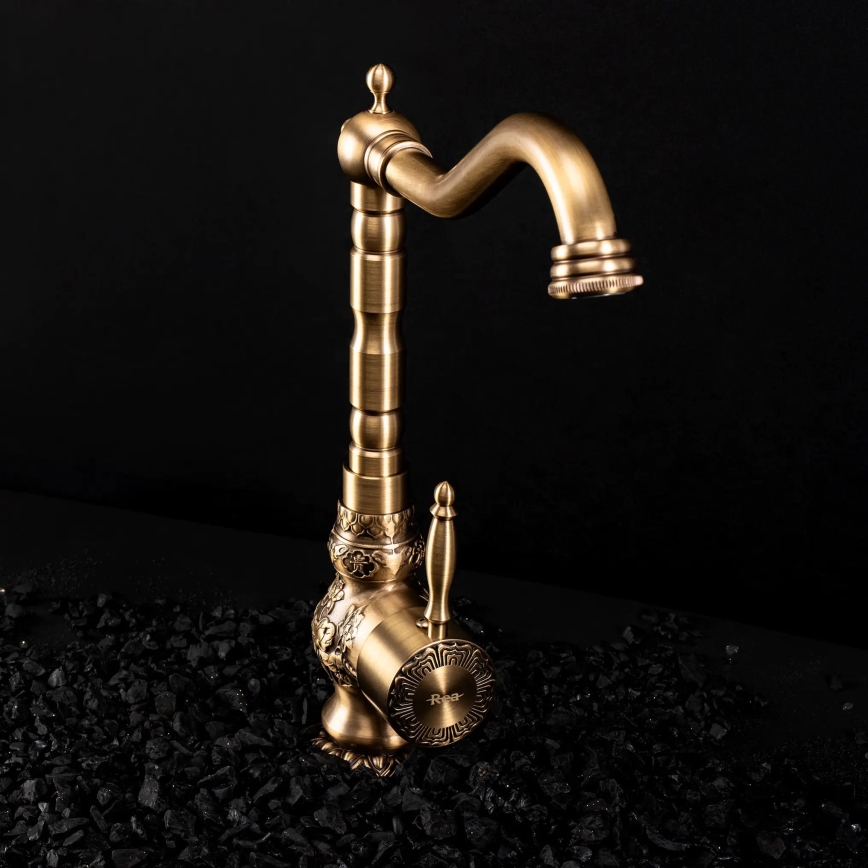 REA-B2500 - Tvättställsblandare VENICE RETRO 32 cm borstad guld