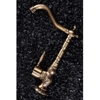 REA-B2500 - Tvättställsblandare VENICE RETRO 32 cm borstad guld