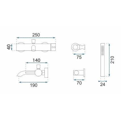 REA-B4567 - Badkarsset LUNGO borstad koppar