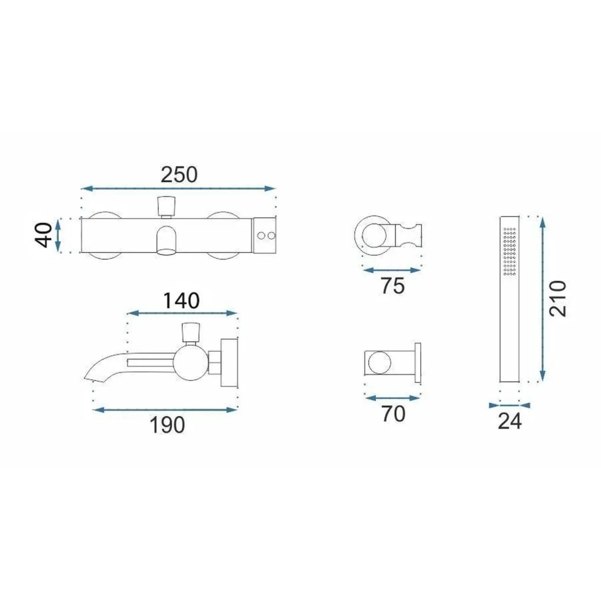 REA-B4567 - Badkarsset LUNGO borstad koppar