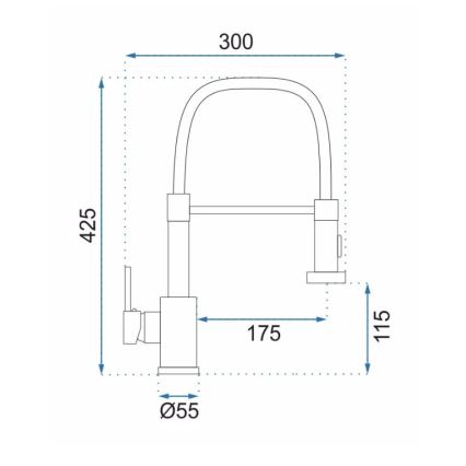 REA-B4820 - Diskbänksblandare med utdragbar pip COLIN 42,5 cm svart