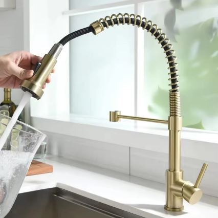 REA-B4821 - Köksblandare COLIN med utdragbar handdusch, 42,5 cm, borstad guld