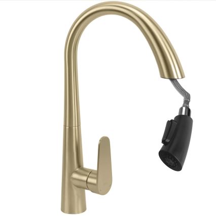 REA-B5312 - Köksblandare ROSS 43 cm med utdragbar handdusch, borstad guldfinish