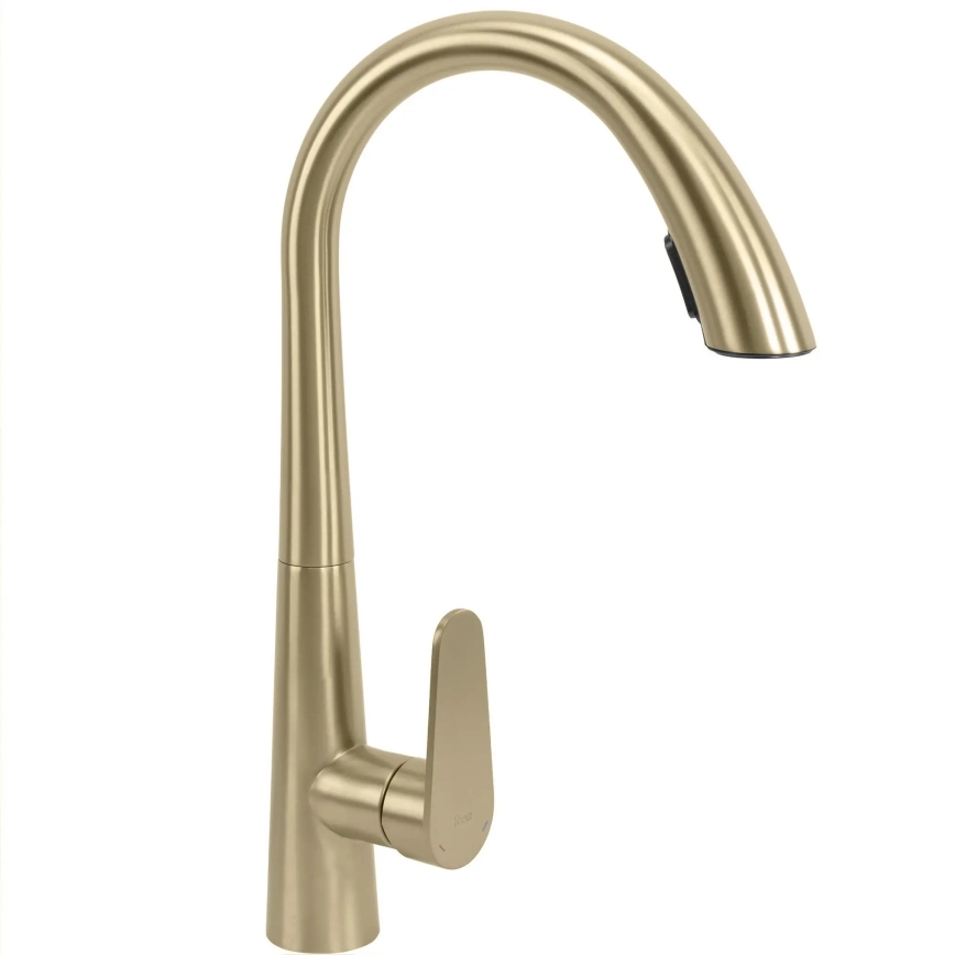 REA-B5312 - Köksblandare ROSS 43 cm med utdragbar handdusch, borstad guldfinish