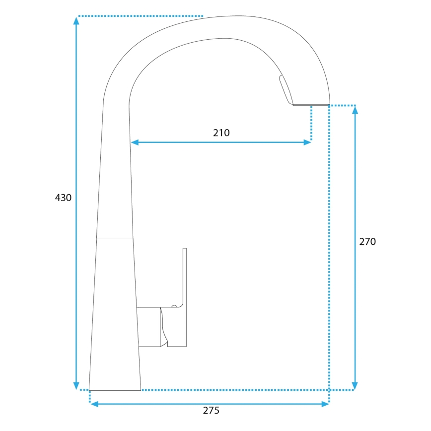REA-B5313 - Köksblandare med utdragbar handdusch ROSS 43 cm svart