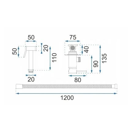 REA-B6311 - Bidetblandare med handdusch för infällt montage LUNGO i borstad guld