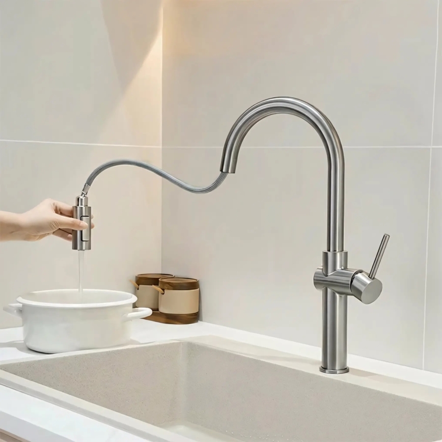 REA-B6330 - Köksblandare med utdragbar handdusch FRESH 45 cm nickel