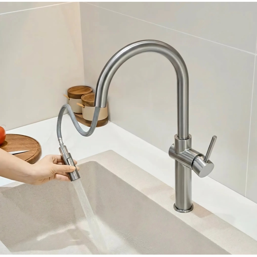 REA-B6330 - Köksblandare med utdragbar handdusch FRESH 45 cm nickel