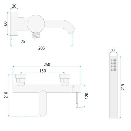 REA-B6447 - Badkarsset LUNGO DIAMOND i blank krom