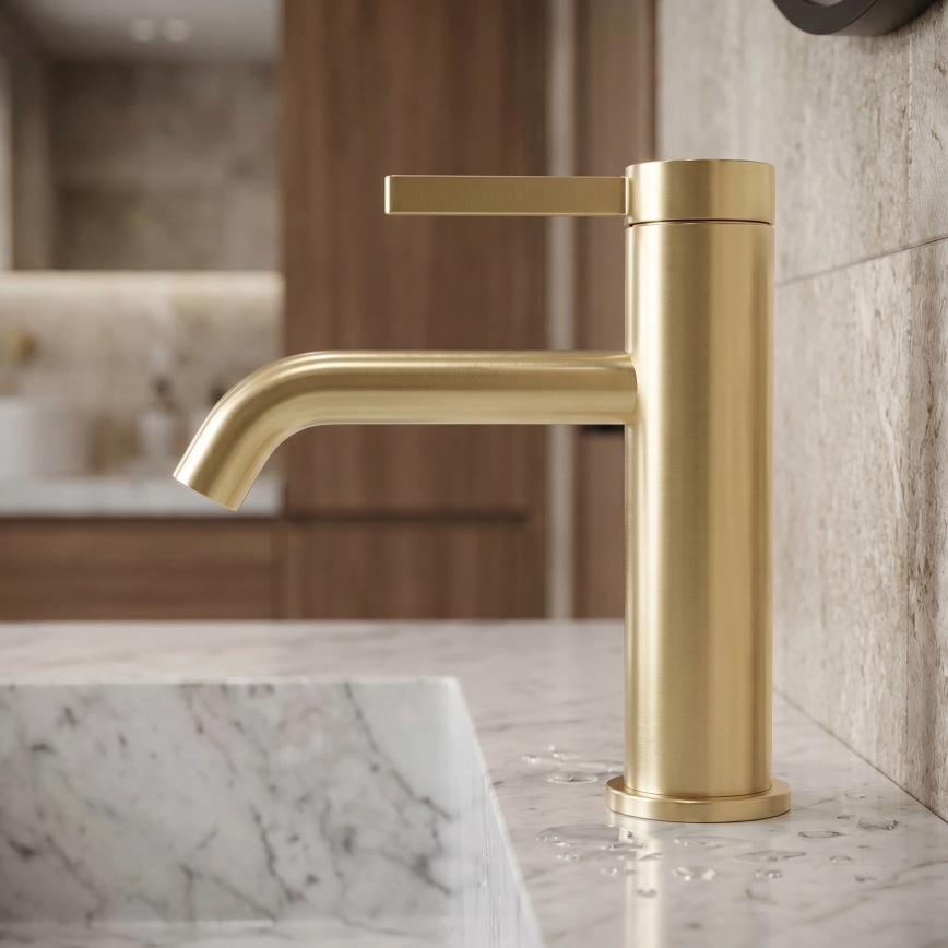 REA-B6533 - Tvättställsblandare RIVO 16,5 cm borstat guld
