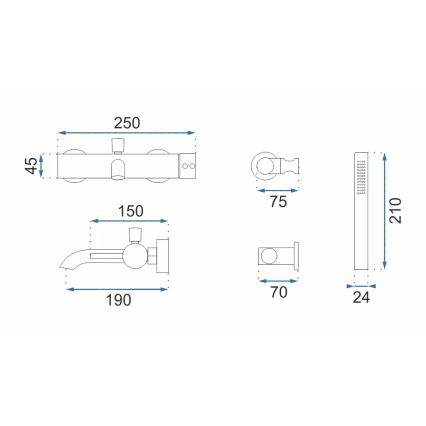 REA-B6635 - Badkarsset LUNGO i guld