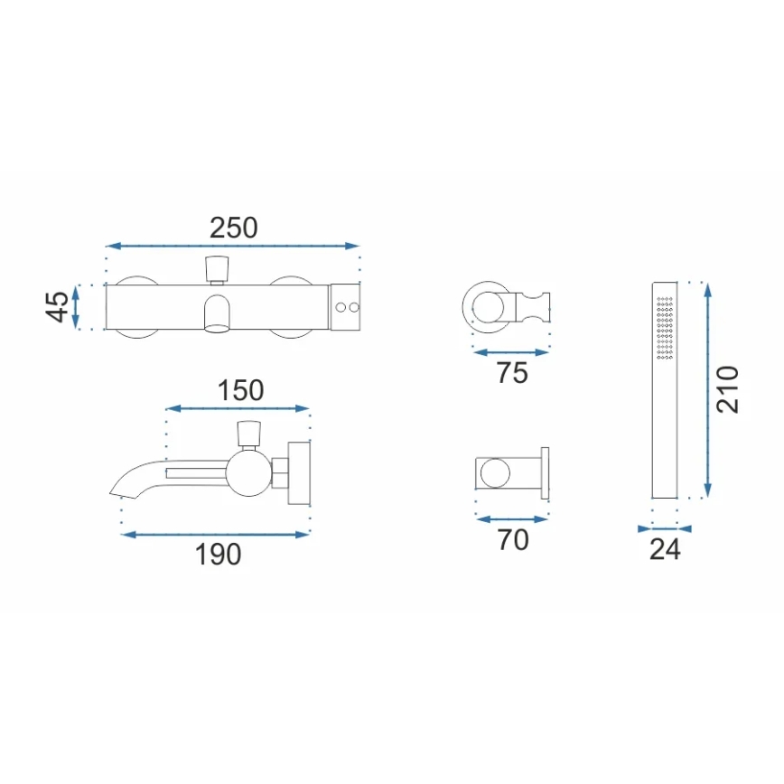 REA-B6641 - LUNGO badkarsset i polerad krom