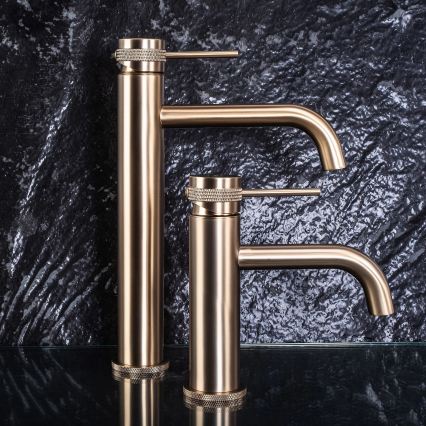REA-B6896 - Tvättställsblandare LUNGO 28 cm borstad guldfinish