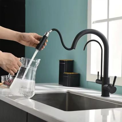 REA-B7564 - Köksblandare med utdragbar handdusch och inbyggd filtrering ECO FRESH 37,5 cm matt svart