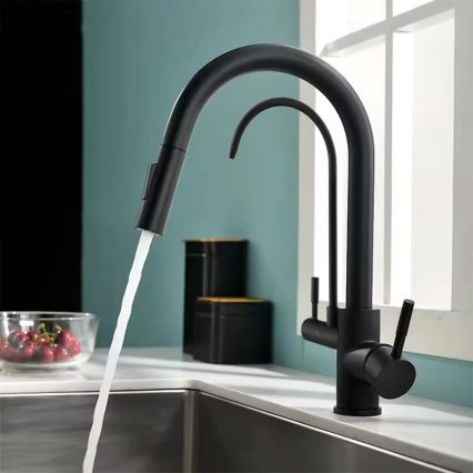 REA-B7564 - Köksblandare med utdragbar handdusch och inbyggd filtrering ECO FRESH 37,5 cm matt svart