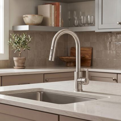 REA-B7573 - Köksblandare med utdragbar handdusch ONTARIO 38 cm nickel