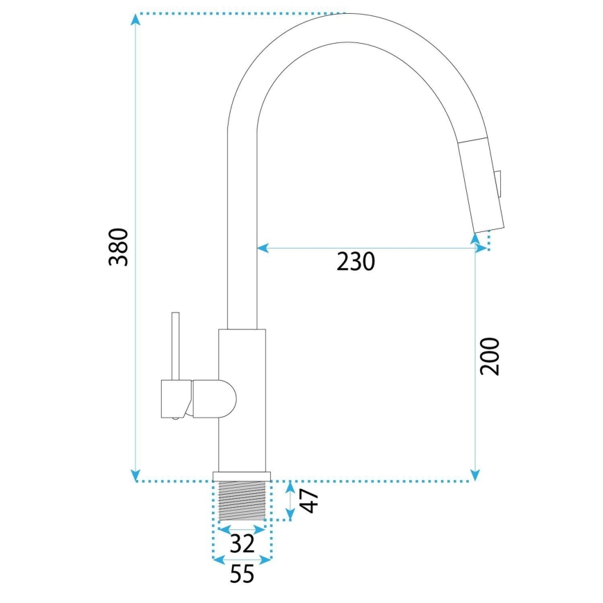 REA-B7574 - Diskbänksblandare ONTARIO 38 cm med utdragbar handdusch, titan