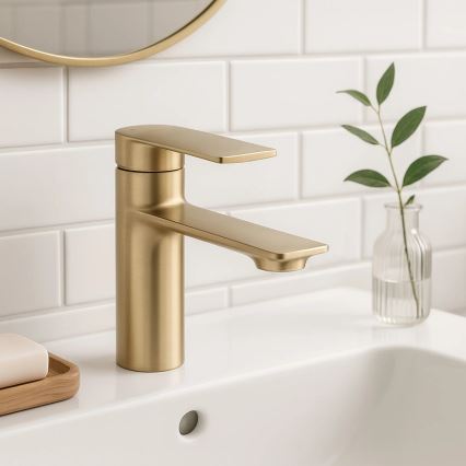 REA-B7960 - Tvättställsblandare STORM 15 cm, borstad guldfinish