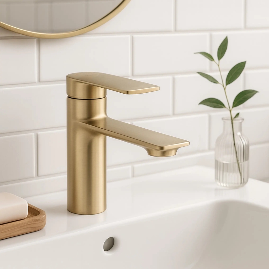 REA-B7960 - Tvättställsblandare STORM 15 cm, borstad guldfinish