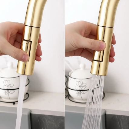 REA-B8989 - Köksblandare med utdragbar dusch och inbyggd filtrering ECO FRESH 37,5 cm guld