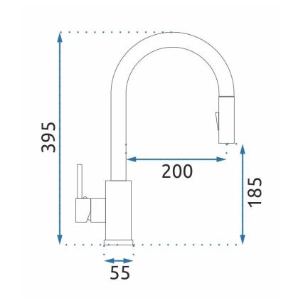 REA-B9146 - Köksblandare FRESH 39,5 cm med utdragbar handdusch, nickel