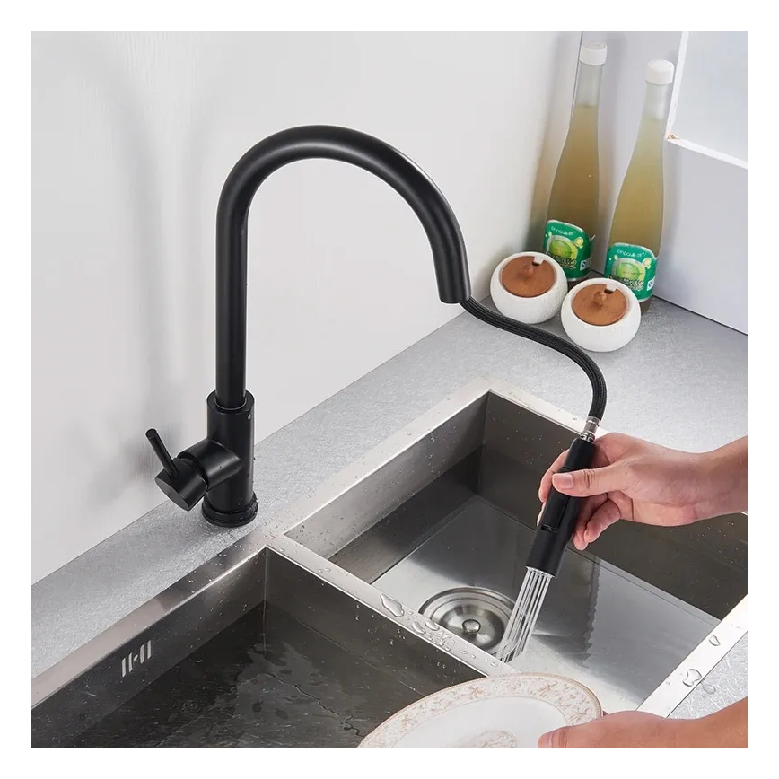 REA-B9147 - Köksblandare FRESH med utdragbar handdusch, 39,5 cm, matt svart