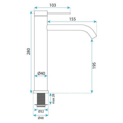 REA-B9322 - Tvättställsblandare RIVO 28 cm, titanutförande