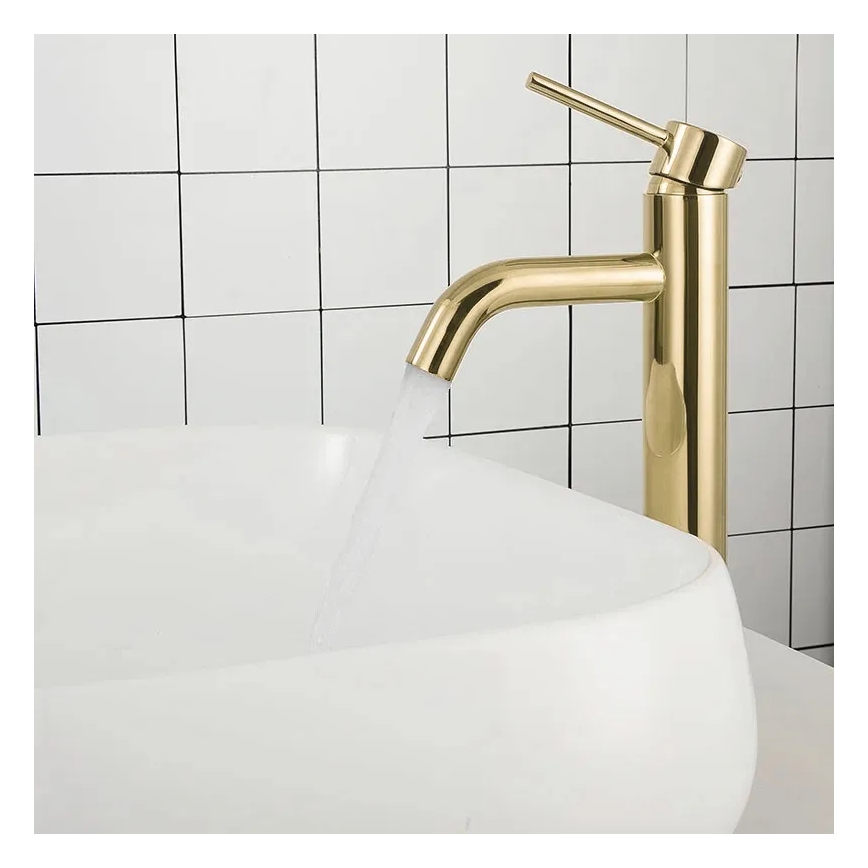 REA-B9409 - Tvättställsblandare LUNGO 28 cm, guld
