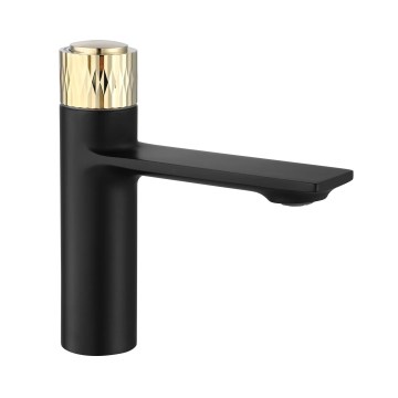 REA-B9987 - Tvättställsblandare STORM 16,5 cm svart/guld